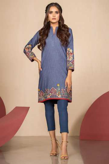 Alkaram Embroidered Denim Shirt 24139 Summer Lawn Collection 2020 | Alkaram Summer Lawn